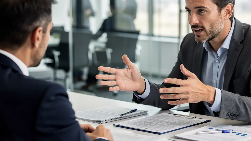 Professionnels en discussion autour d'une table lors d'une réunion de dialogue social