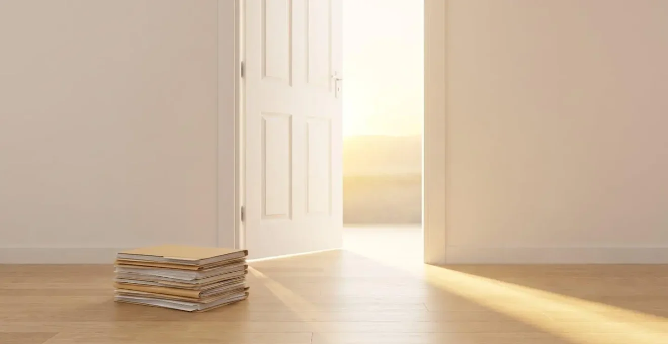 Une porte ouverte laissant entrer la lumière, symbolisant une nouvelle étape professionnelle